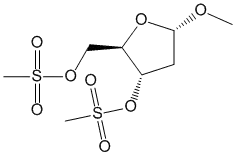 Molecular Structure of 60110-73-8 (methyl 2-deoxy-3,5-bis-O-(methylsulfonyl)pentofuranoside)